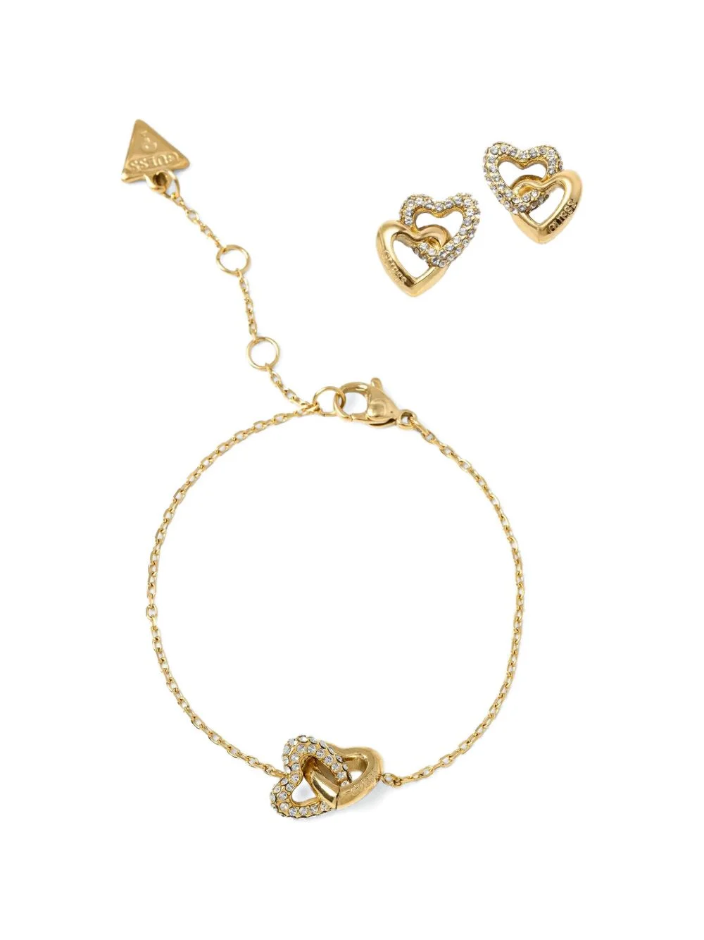 beloved crystal-embellished interlocking-heart earrings and bracelet - 1