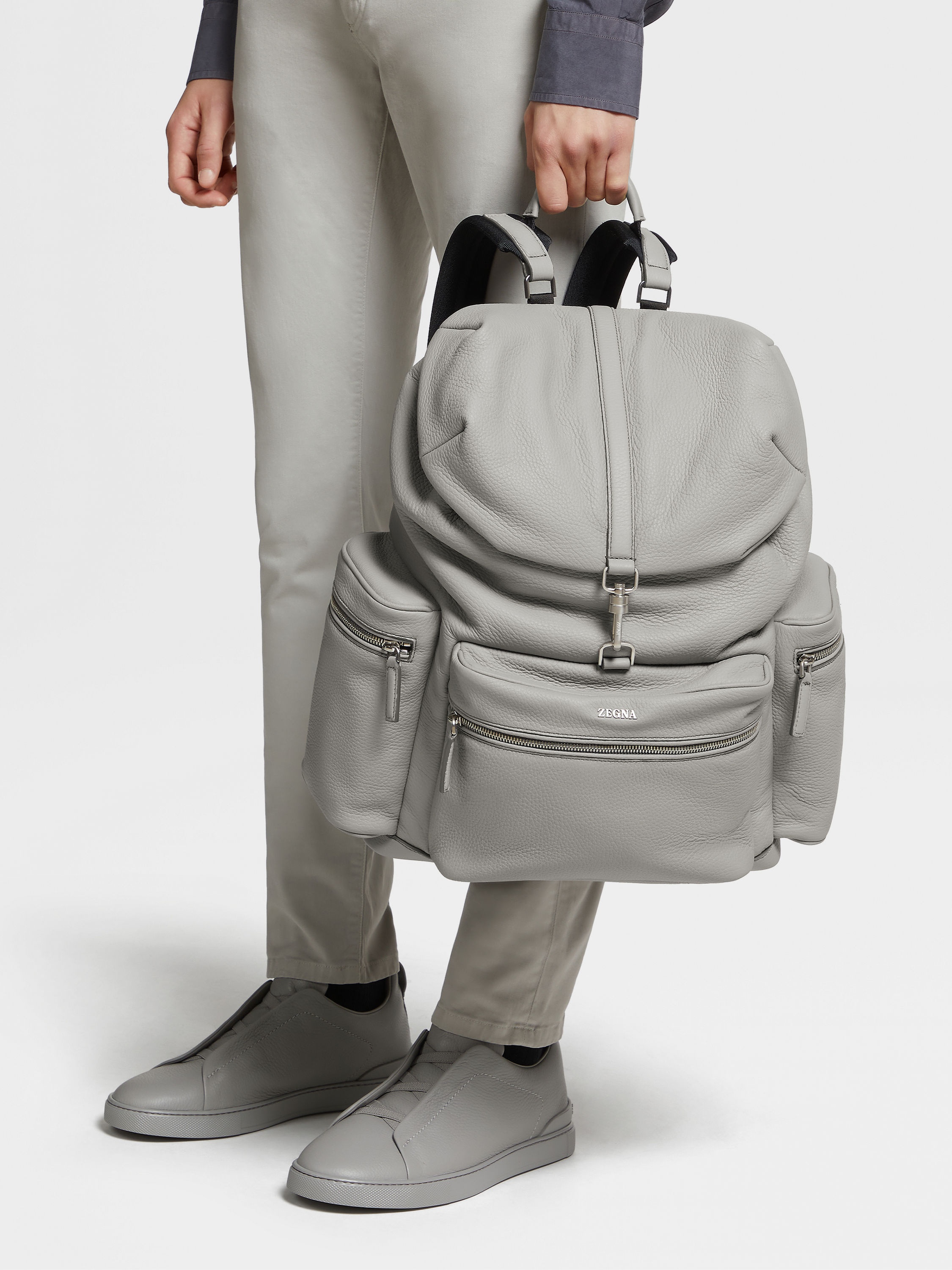 GREY MÉLANGE DEERSKIN SPECIAL BACKPACK - 2