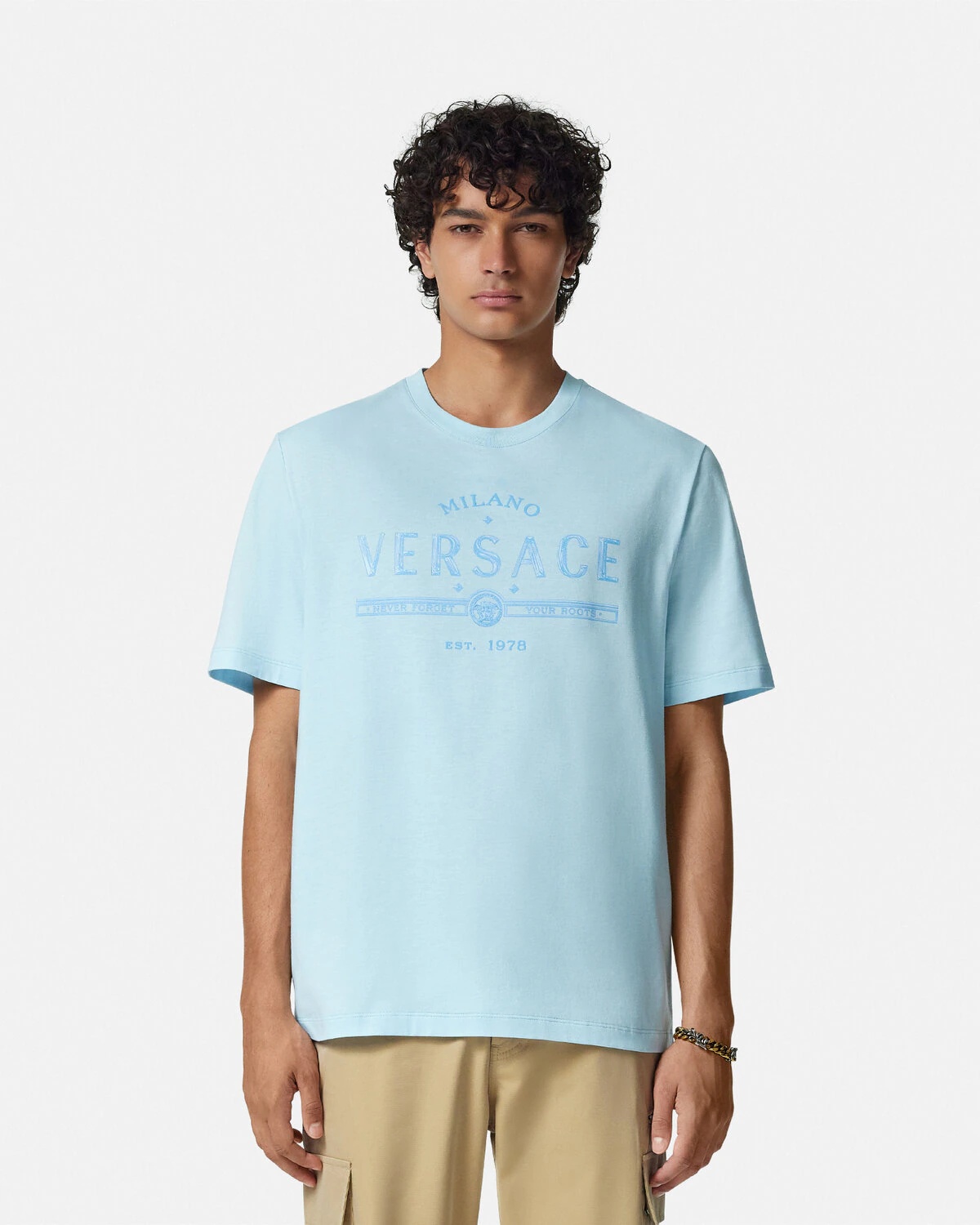 VERSACE Never Forget Versace Logo T-Shirt | REVERSIBLE