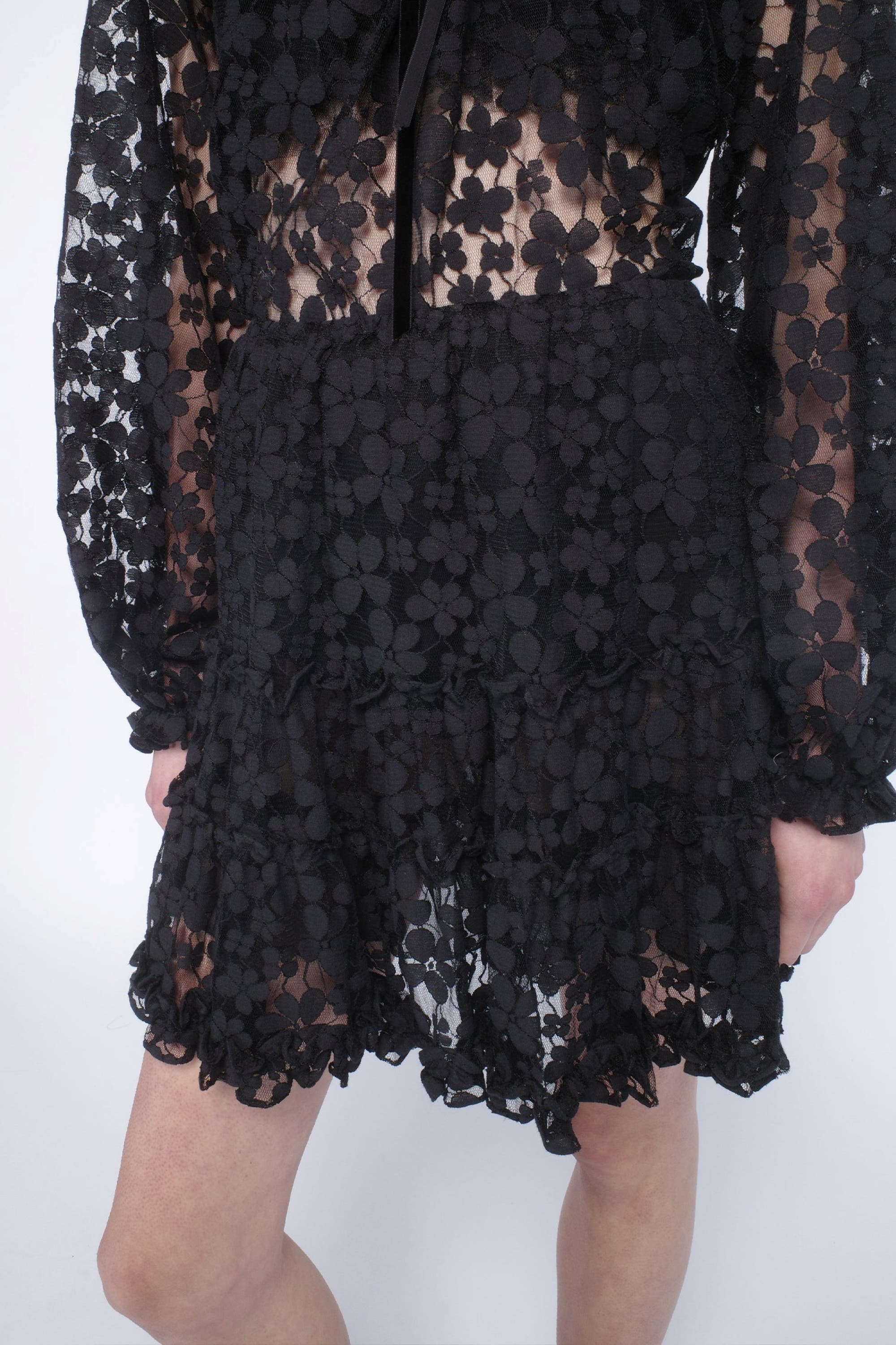 Anna Sui Shadow Blossom Tulle Tiered Petticoat Skirt in Black at Nordstrom - 4