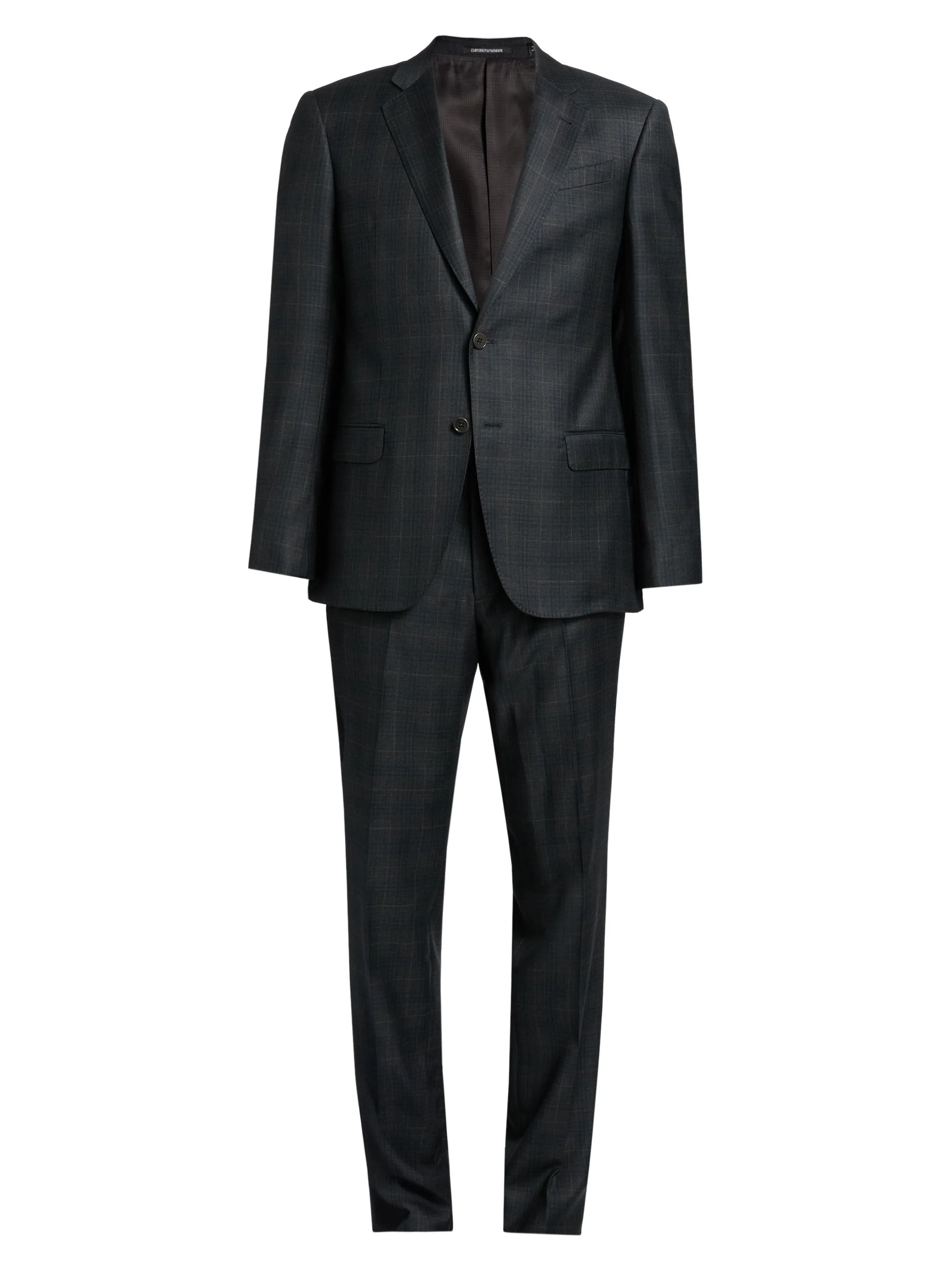 Men's Plaid Wool Single-Breasted Suit - Grey - 1
