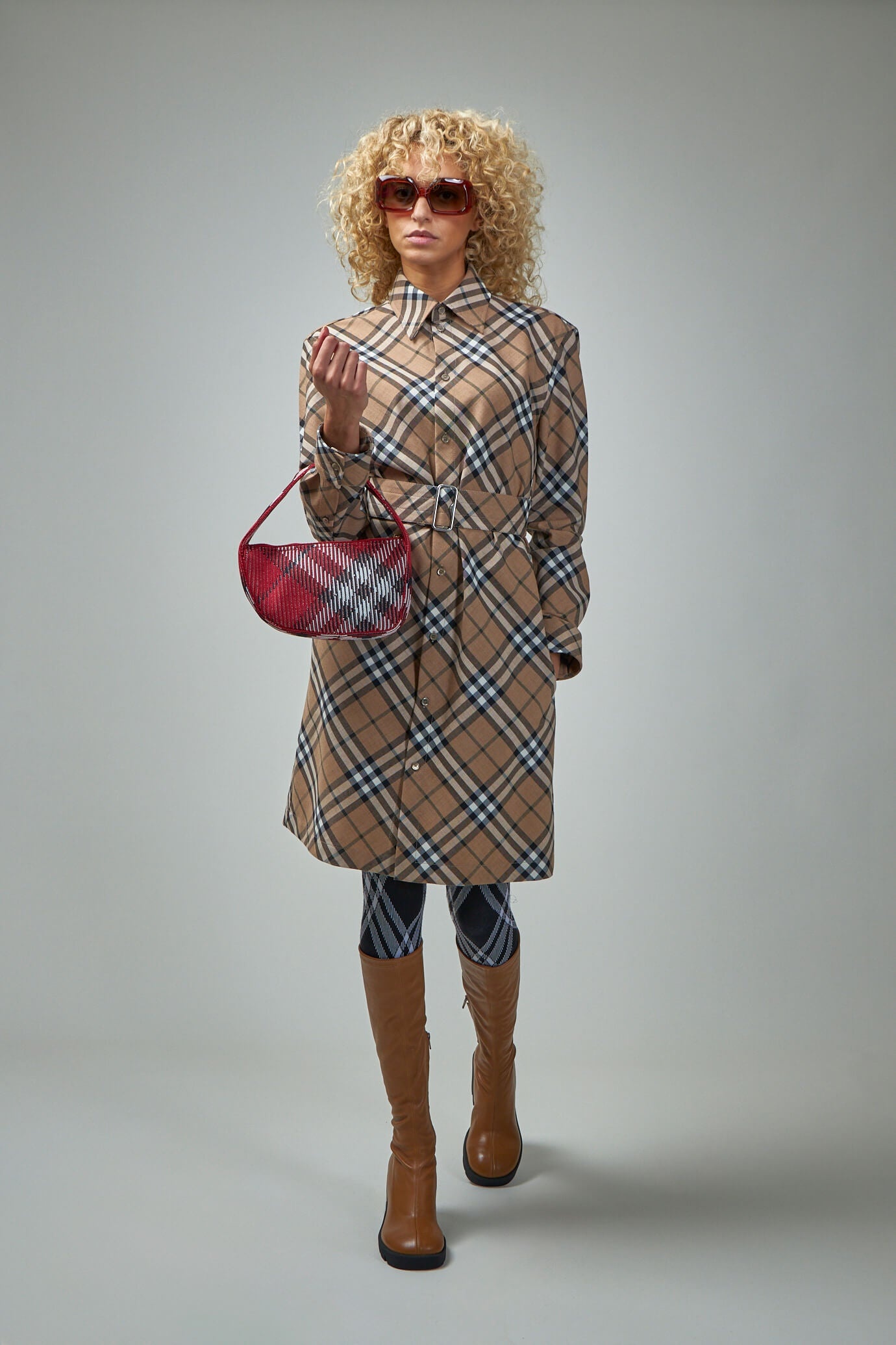 Check Wool Blend Shirt Dress - 5