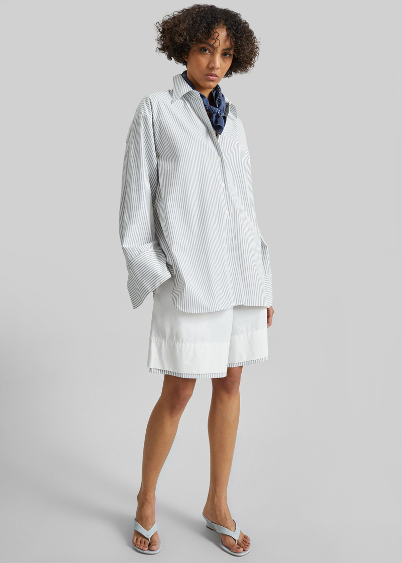 Menton Oversized Shirt - White/Blue Stripe 5