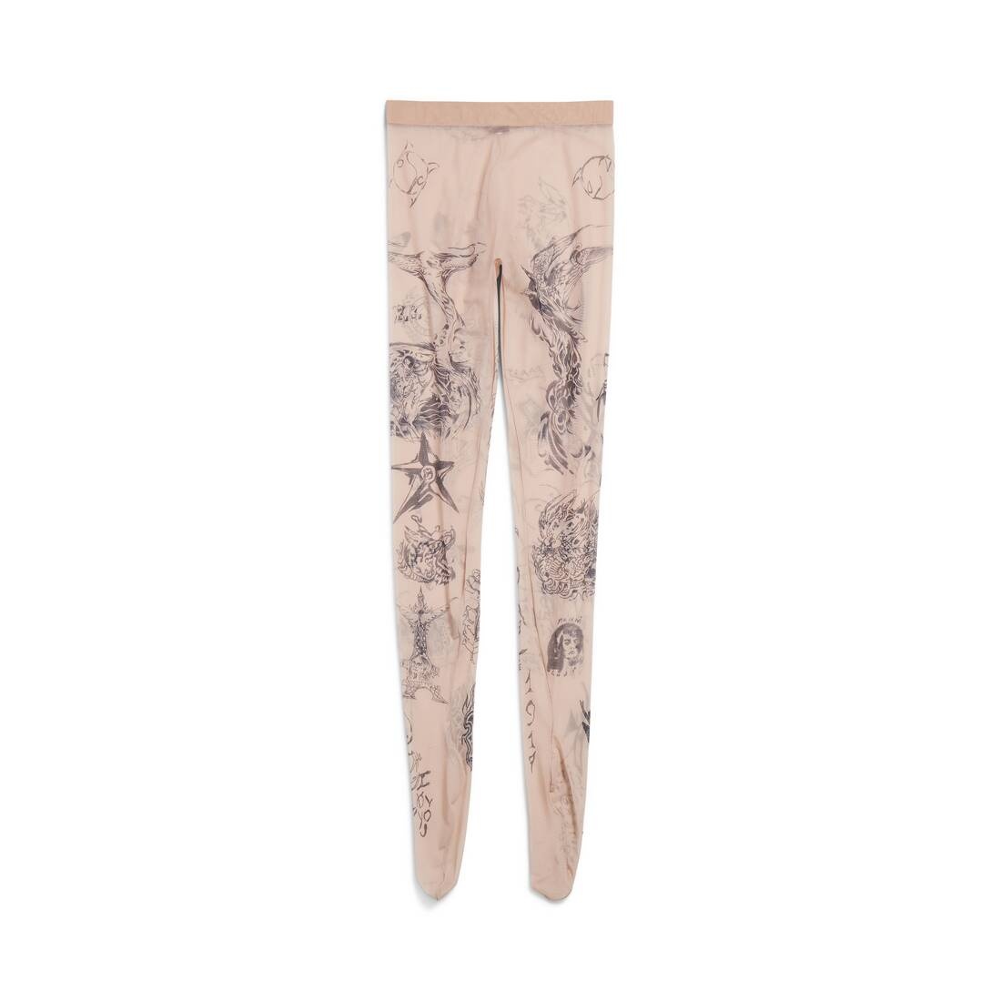 Women's Tat Tights in Light Beige - 1