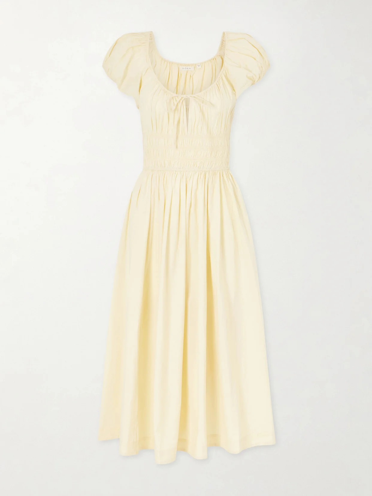 Quinn Smocked Organic Cotton-poplin Midi Dress - 1