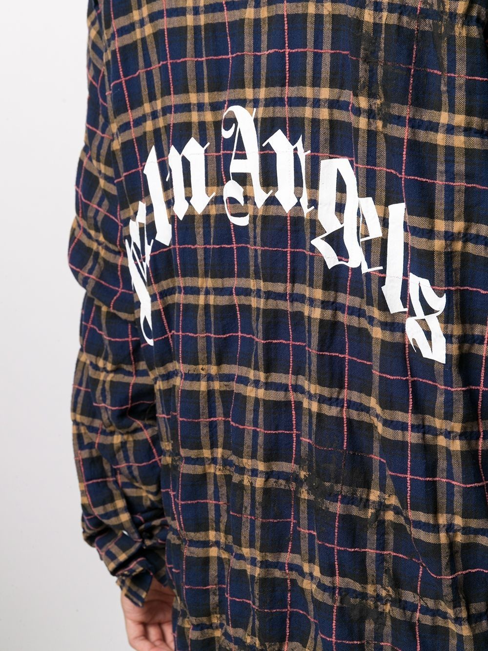 logo-print check-pattern shirt - 5