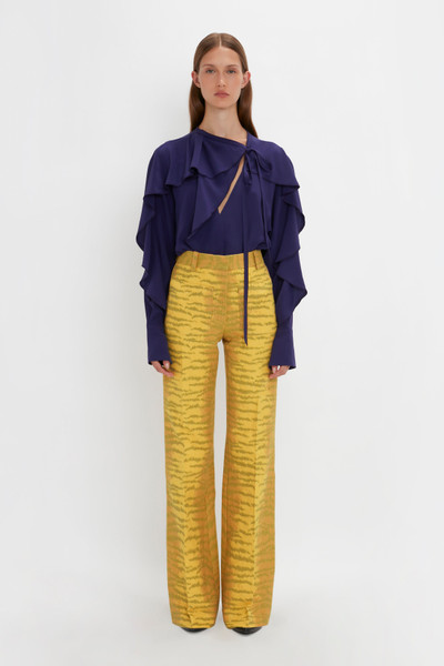 Victoria Beckham Tie Detail Ruffle Blouse In Ultraviolet outlook