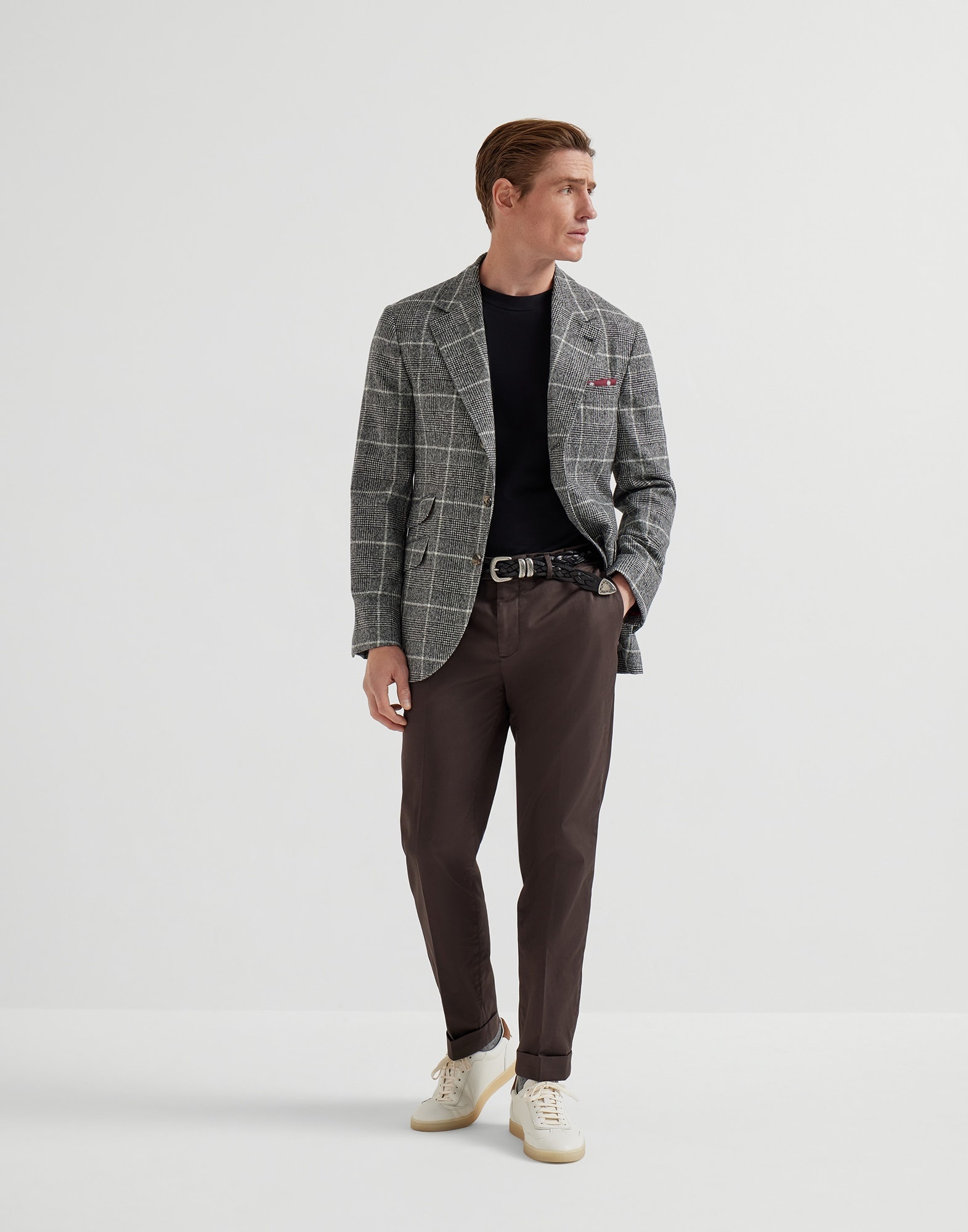 Garment-dyed American Pima cotton comfort gabardine Italian fit trousers - 4