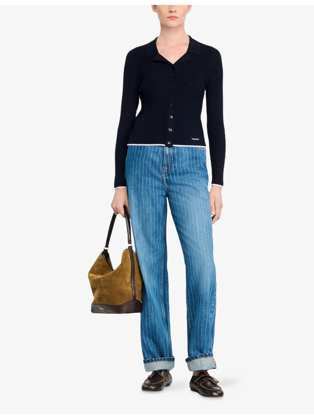 Brand-Embroidered Cropped Knitted Cardigan - 2