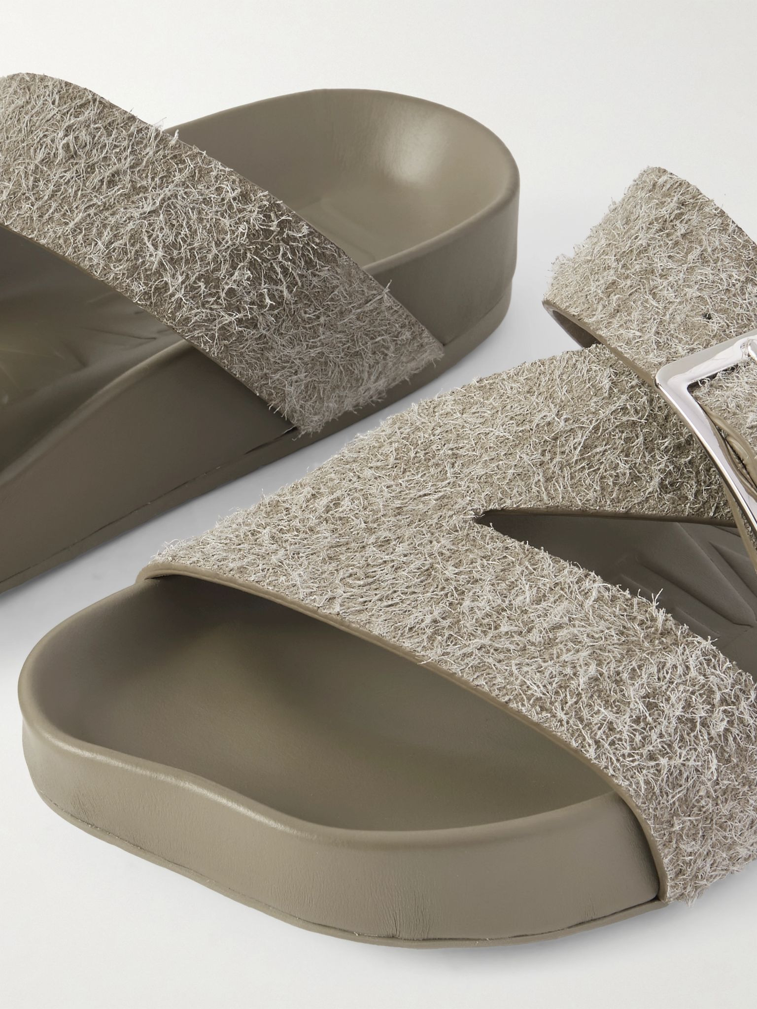 + Paula's Ibiza Ease Buckled Brushed-Suede Slides Green - 5