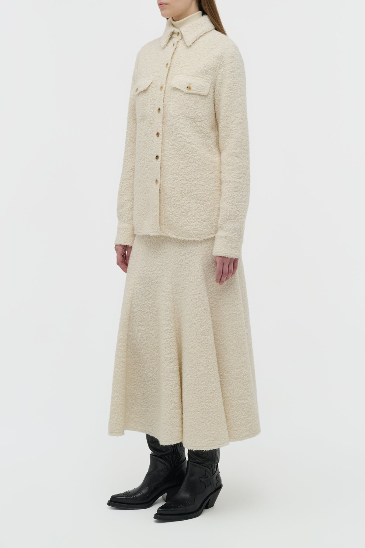 John Austin Shirt in Ivory Recycled Cashmere Boucle - 3
