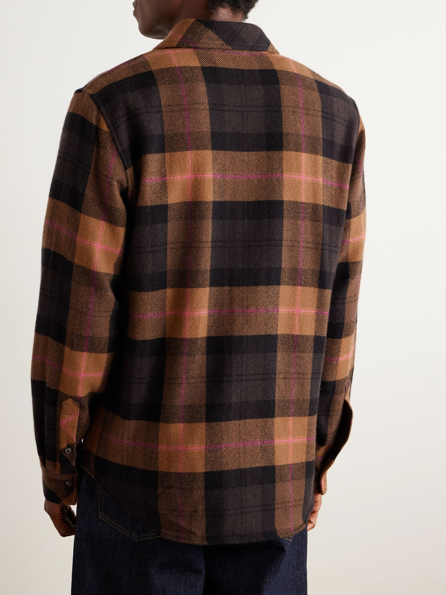 Checked Cashmere Shirt Orange - 4