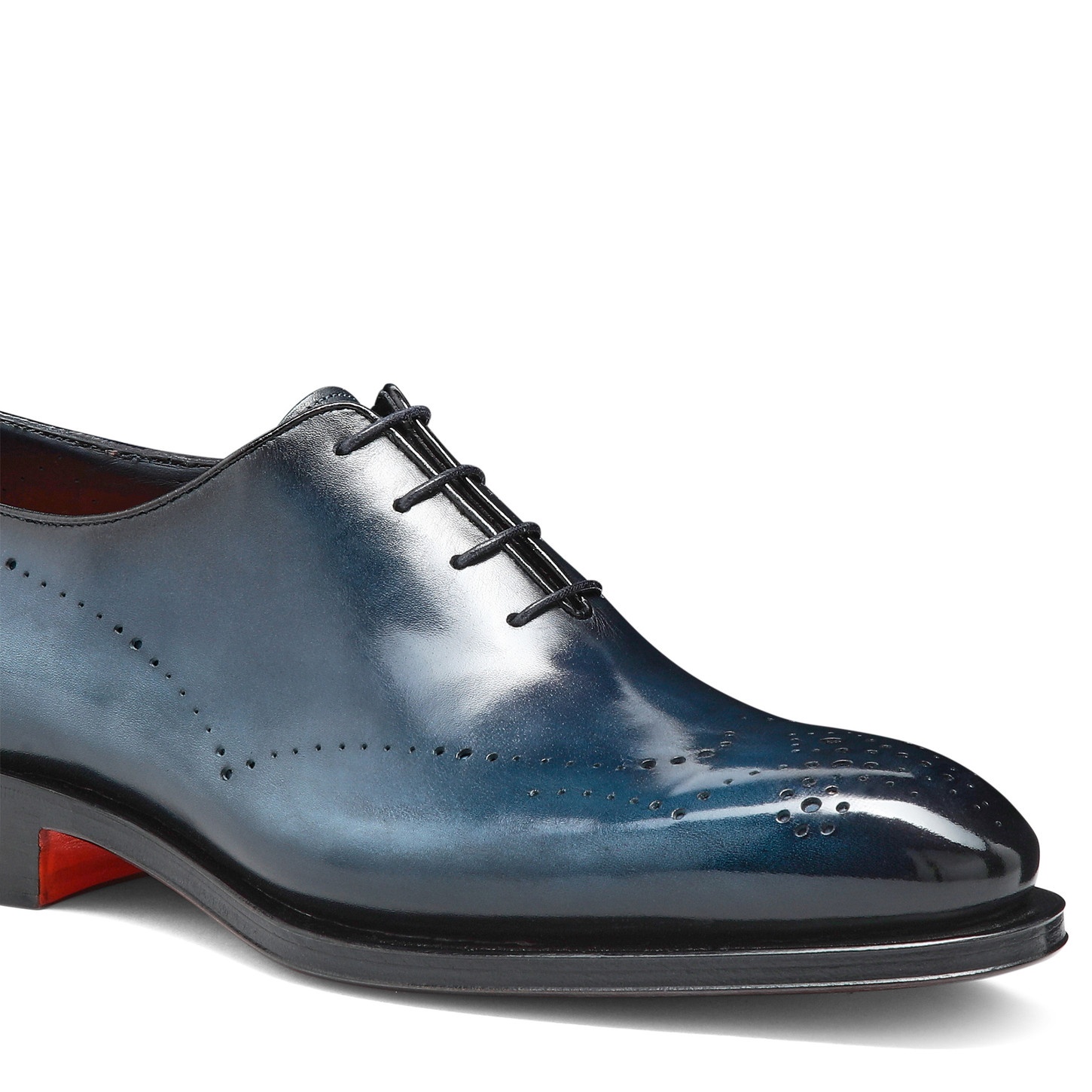 Men's blue leather Oxford brogue shoe - 5