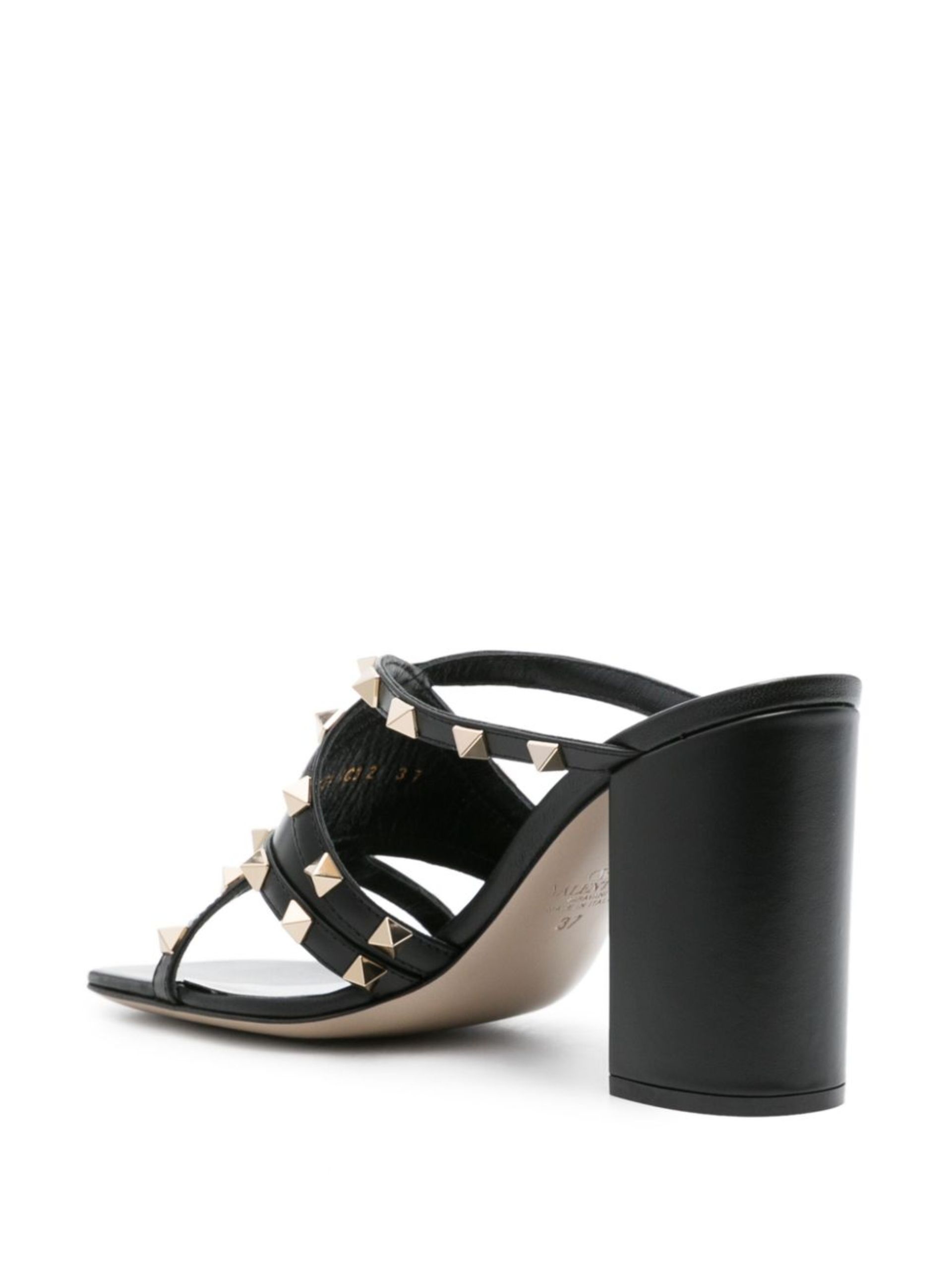 Black Rockstud 100mm Leather Sandals - 3