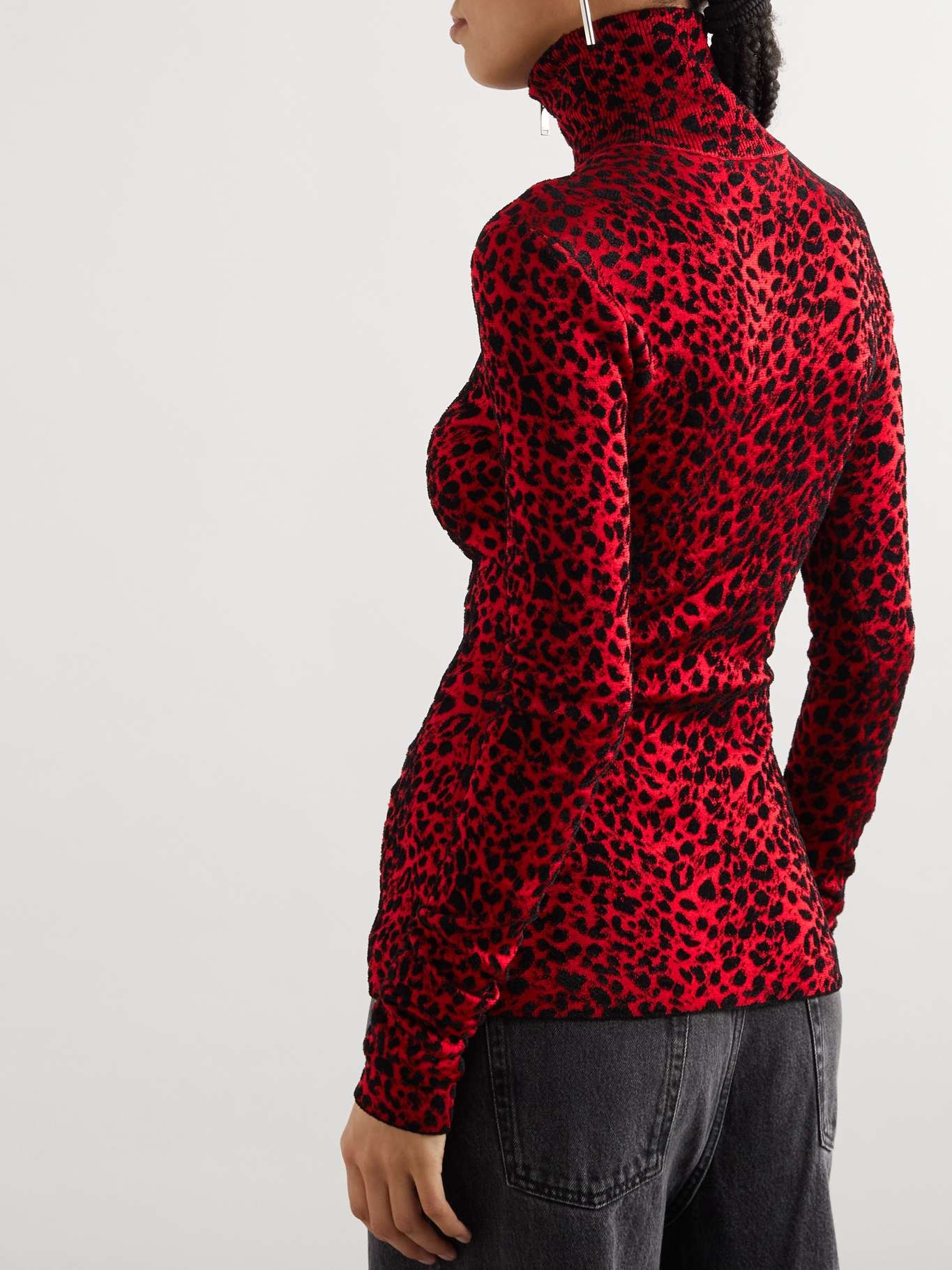 Leopard-print jersey turtleneck sweater - 4