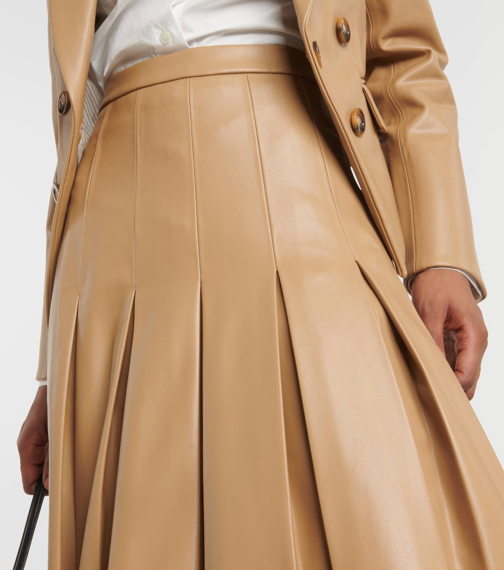 Herson pleated faux leather midi skirt - 4
