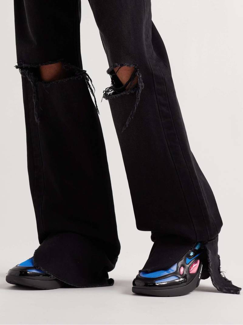 Raf Simons Cylon-21 Rubber-Trimmed Leather and Mesh Sneakers outlook