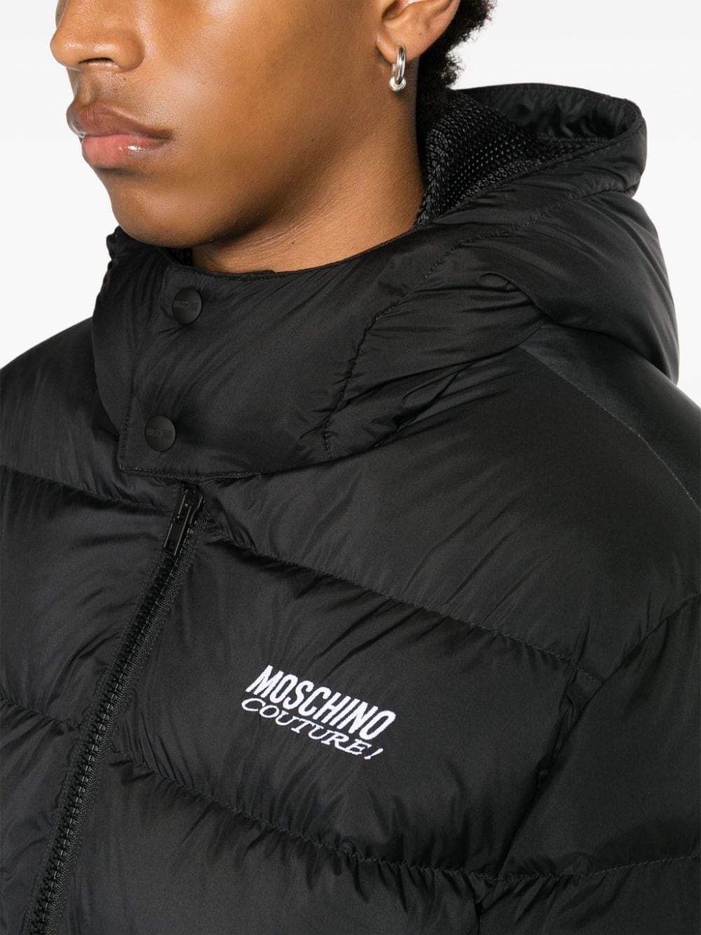 logo-embroidered padded jacket - 5