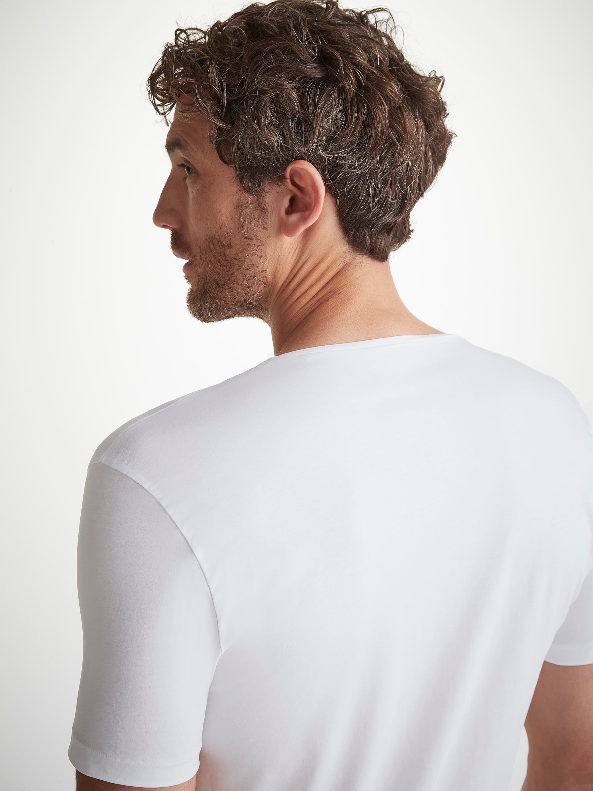 Men's Underwear V-Neck T-Shirt Jack Pima Cotton Stretch White - 6