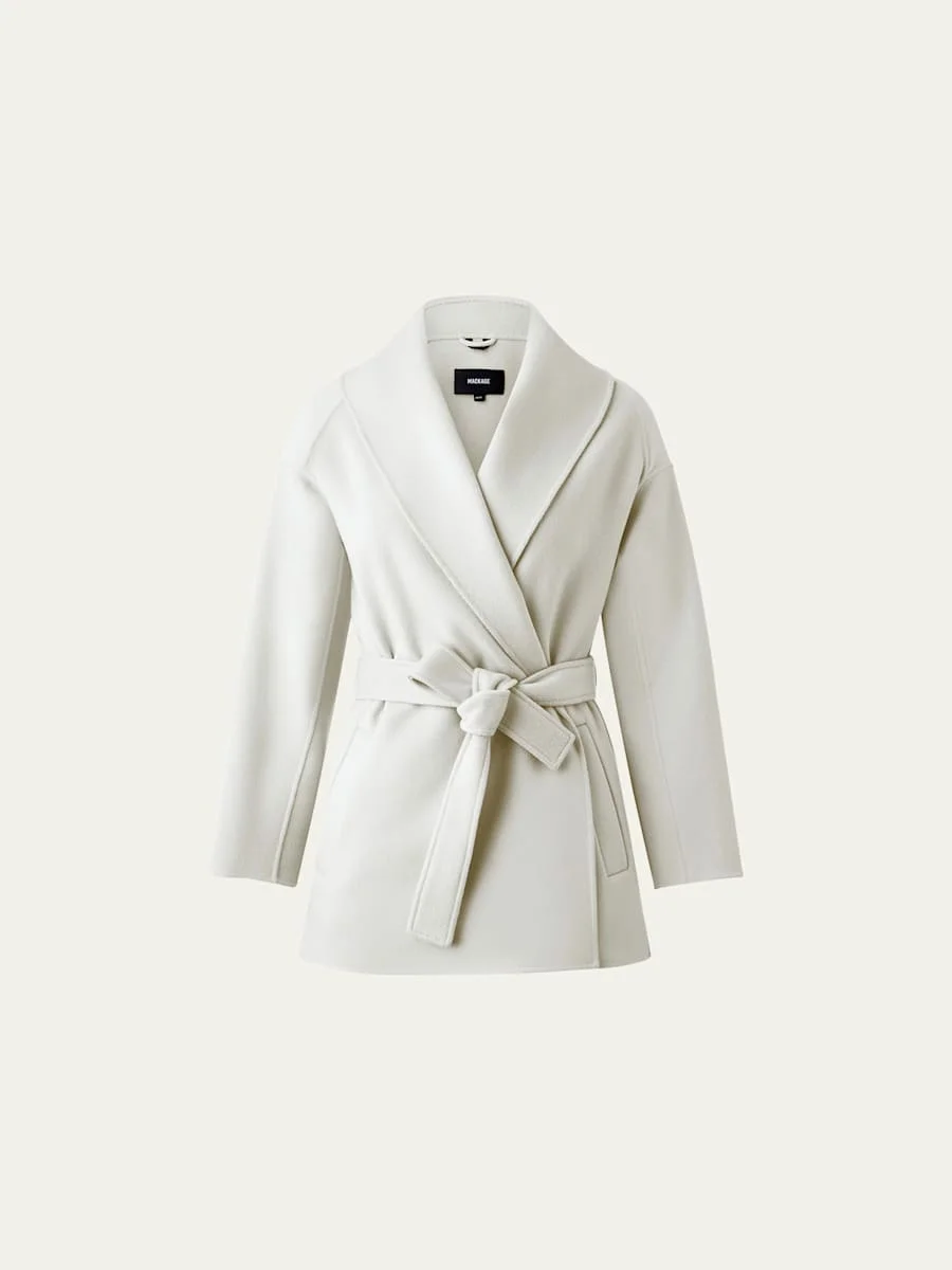 Tyra Double-Face Wool Wrap Coat with Tie Belt - 1