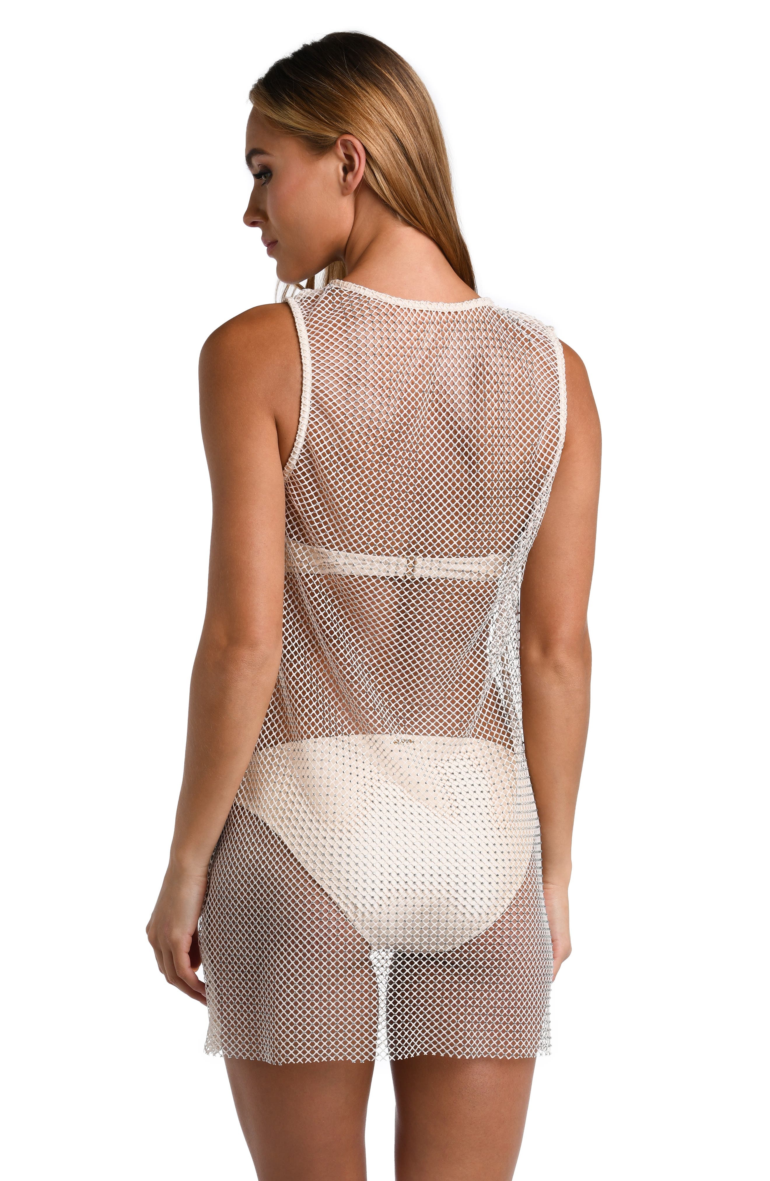 L'AGENCE Angela Sheer Mesh Cover-Up Dress in Champagne at Nordstrom - 7