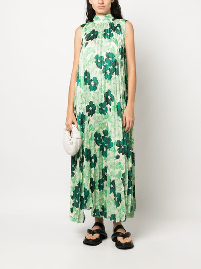 Plan C floral-print pleated long dress outlook