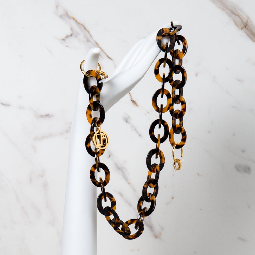 TORTOISESHELL OVAL LINK ACETATE CHAIN - 1