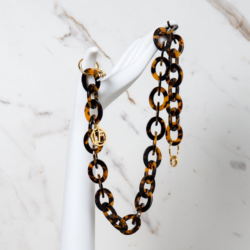 TORTOISESHELL OVAL LINK ACETATE CHAIN 1