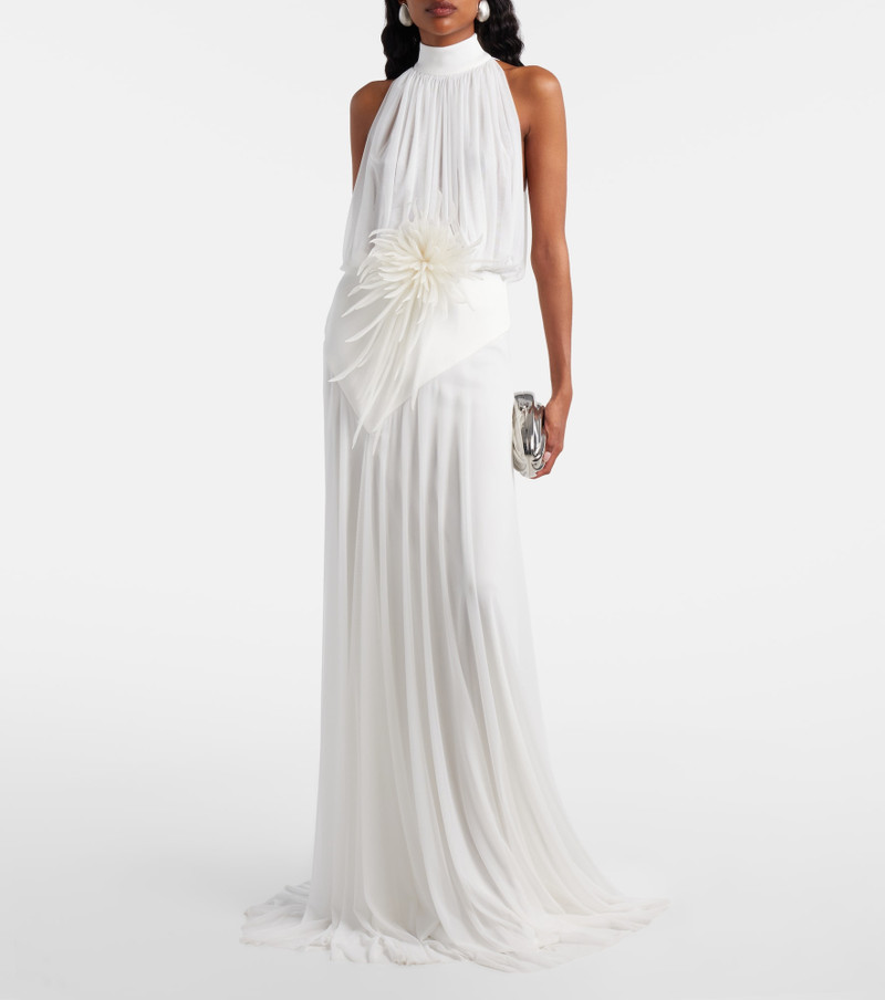 David Koma Draped floral-appliqué gown outlook
