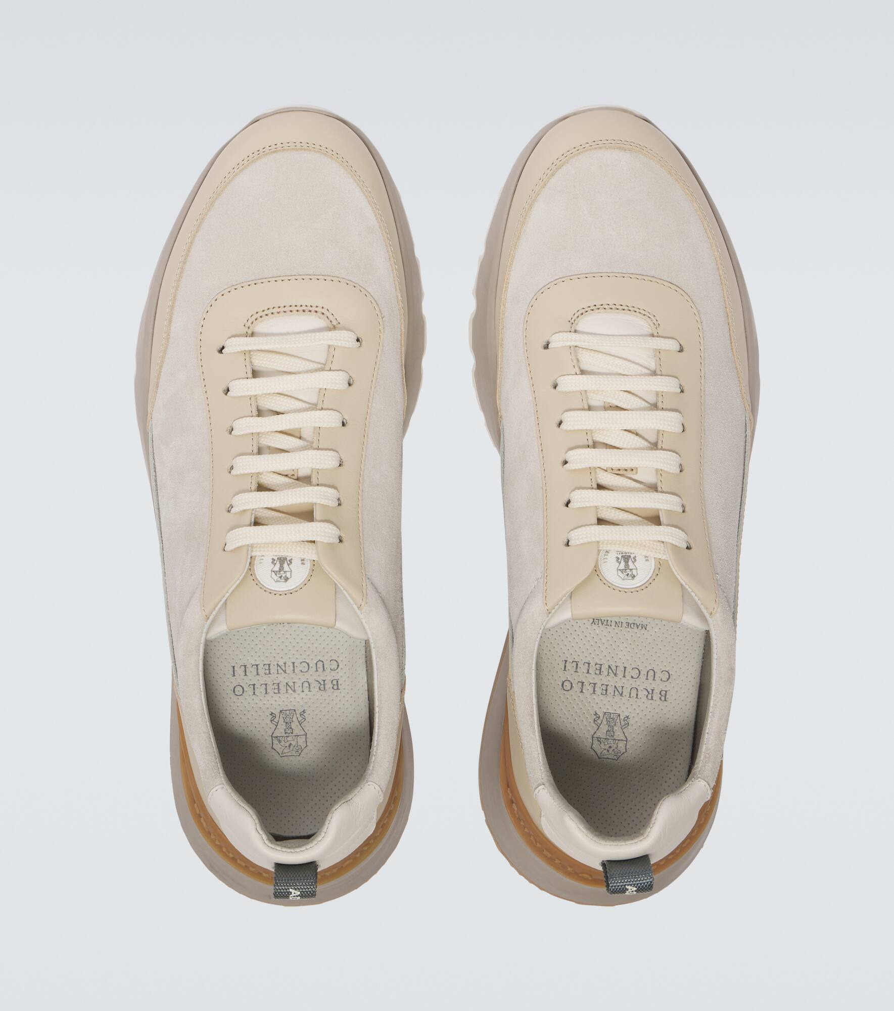 Leather-trimmed suede sneakers - 4
