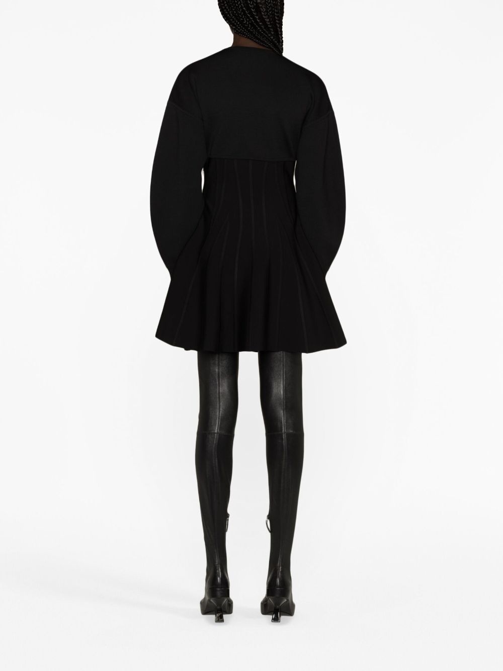 wool-blend flared minidress - 3