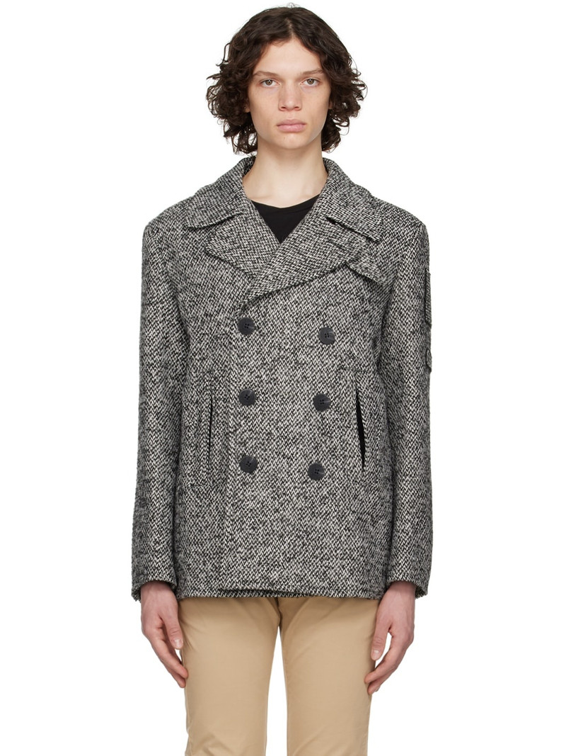 Black & Off-White Military Peacoat 1