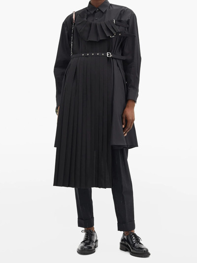 Noir Kei Ninomiya Buckled-pinafore cotton-poplin tunic shirt outlook