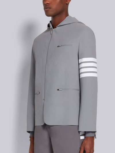 Thom Browne Light Grey Lightweight Tech Hooded Zip-Up 4-Bar Jacket outlook