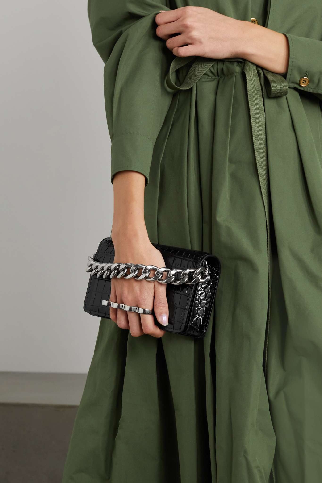 The Four Ring mini embellished croc-effect leather clutch - 2