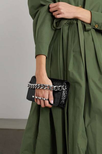 Alexander McQueen The Four Ring mini embellished croc-effect leather clutch outlook