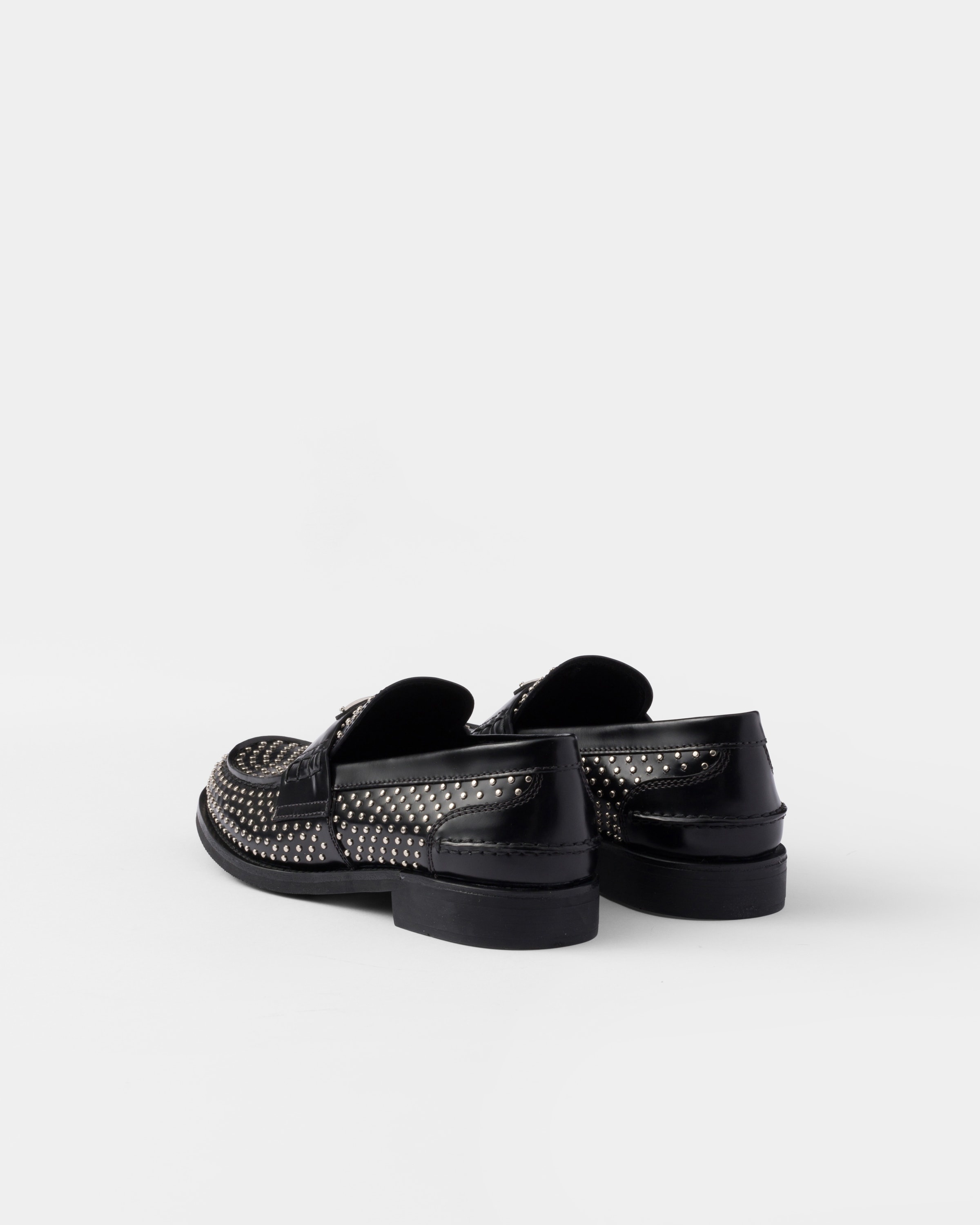Studded brushed leather loafers - 4