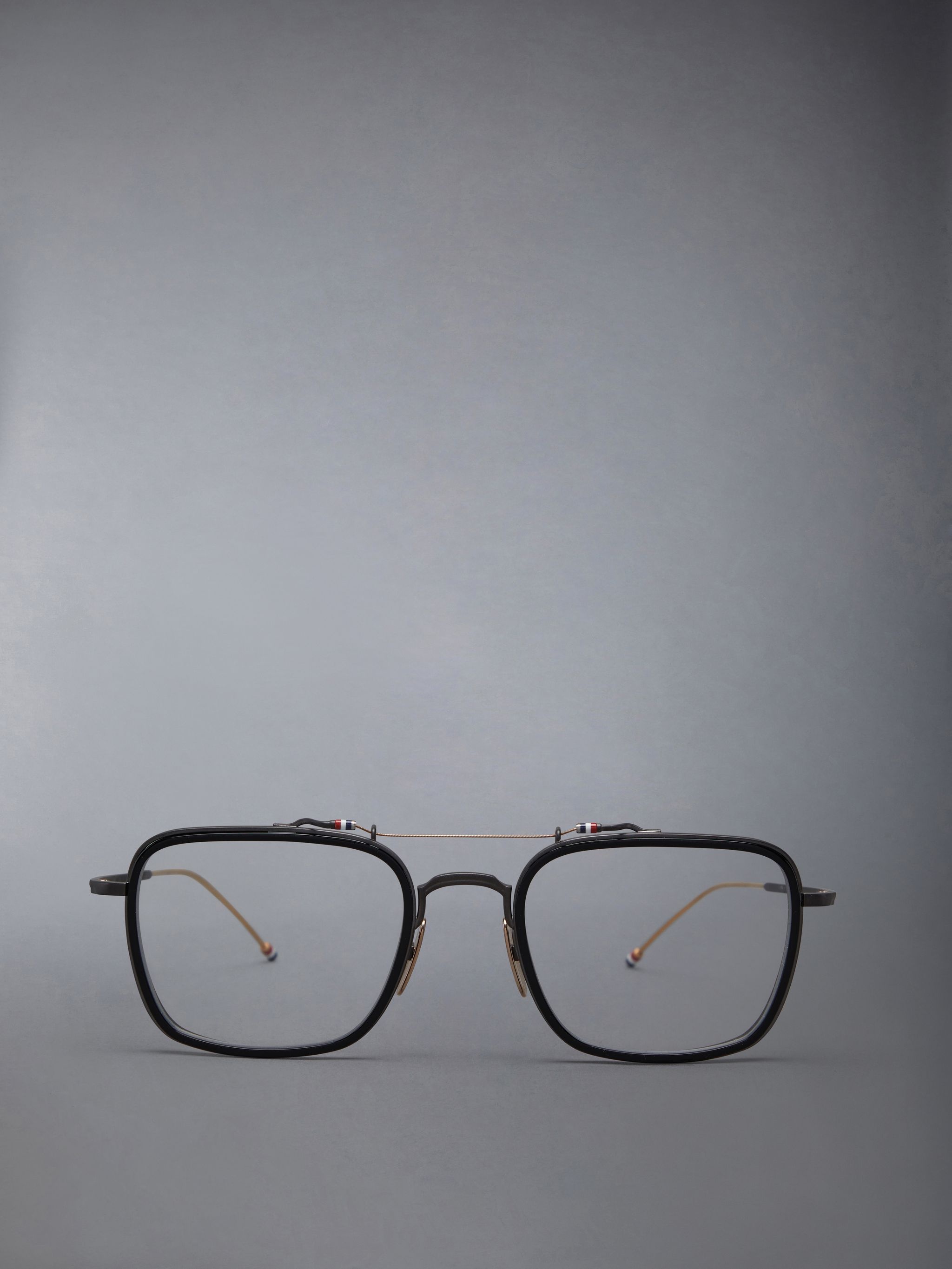 Acetate And Titanium Rectangular Aviator Eyeglasses - 1