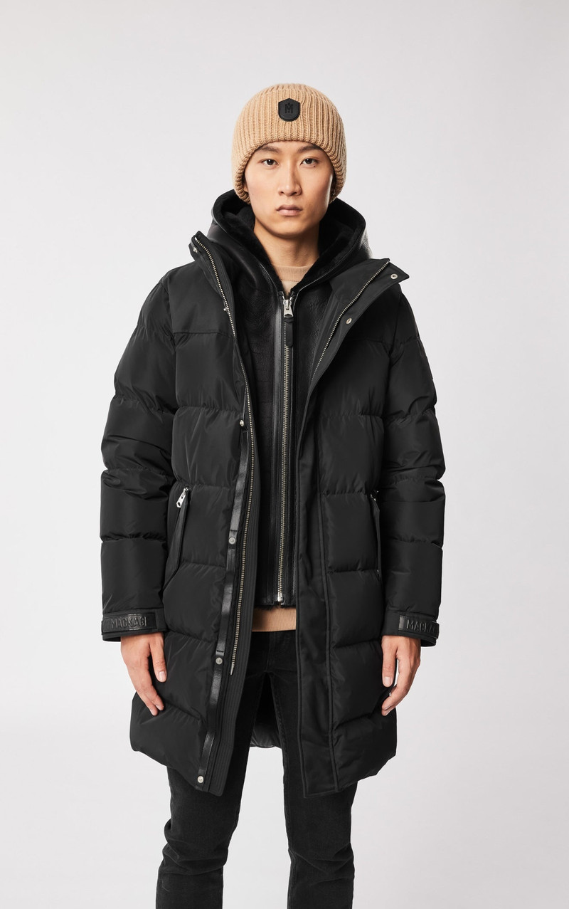 REYNOLD down coat with removable shearling bib and hood 1