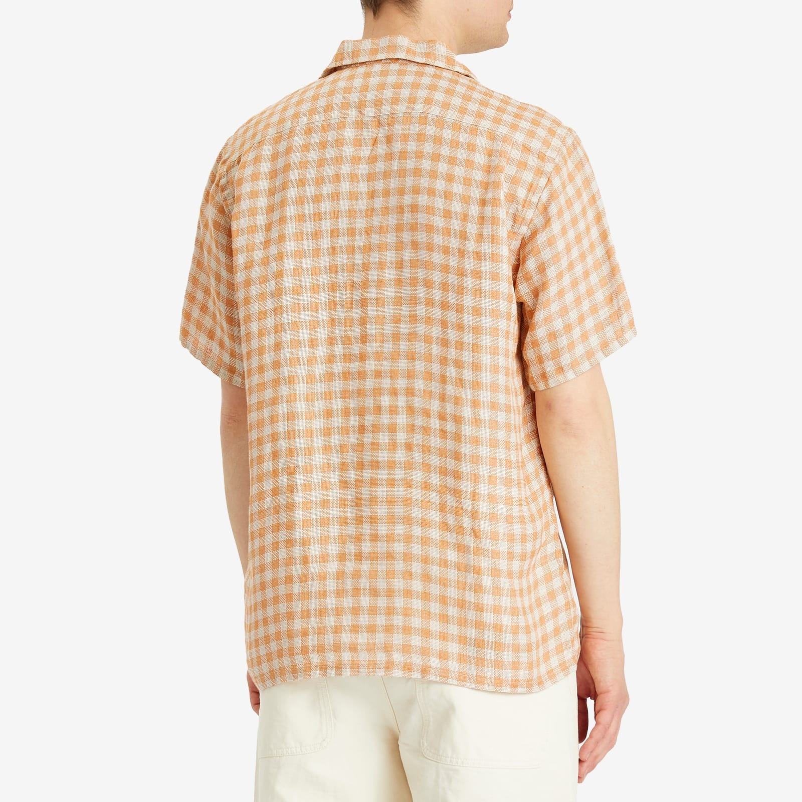 Beams Plus Open Collar Panama Plaid Linen Shirt - 3