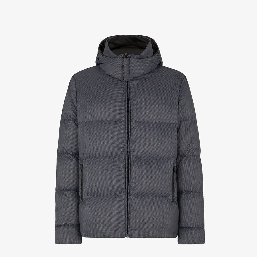 Gray nylon down jacket - 1