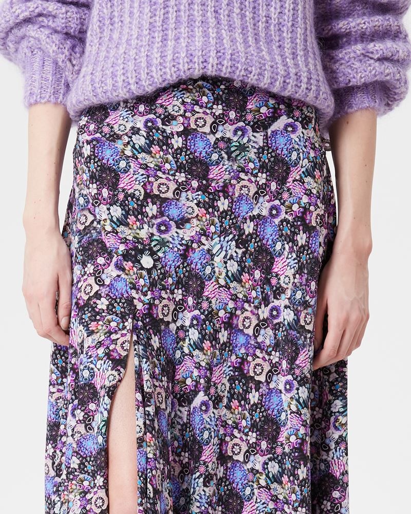 SAKURA FLORAL STRETCH-SILK LONG SKIRT - 3