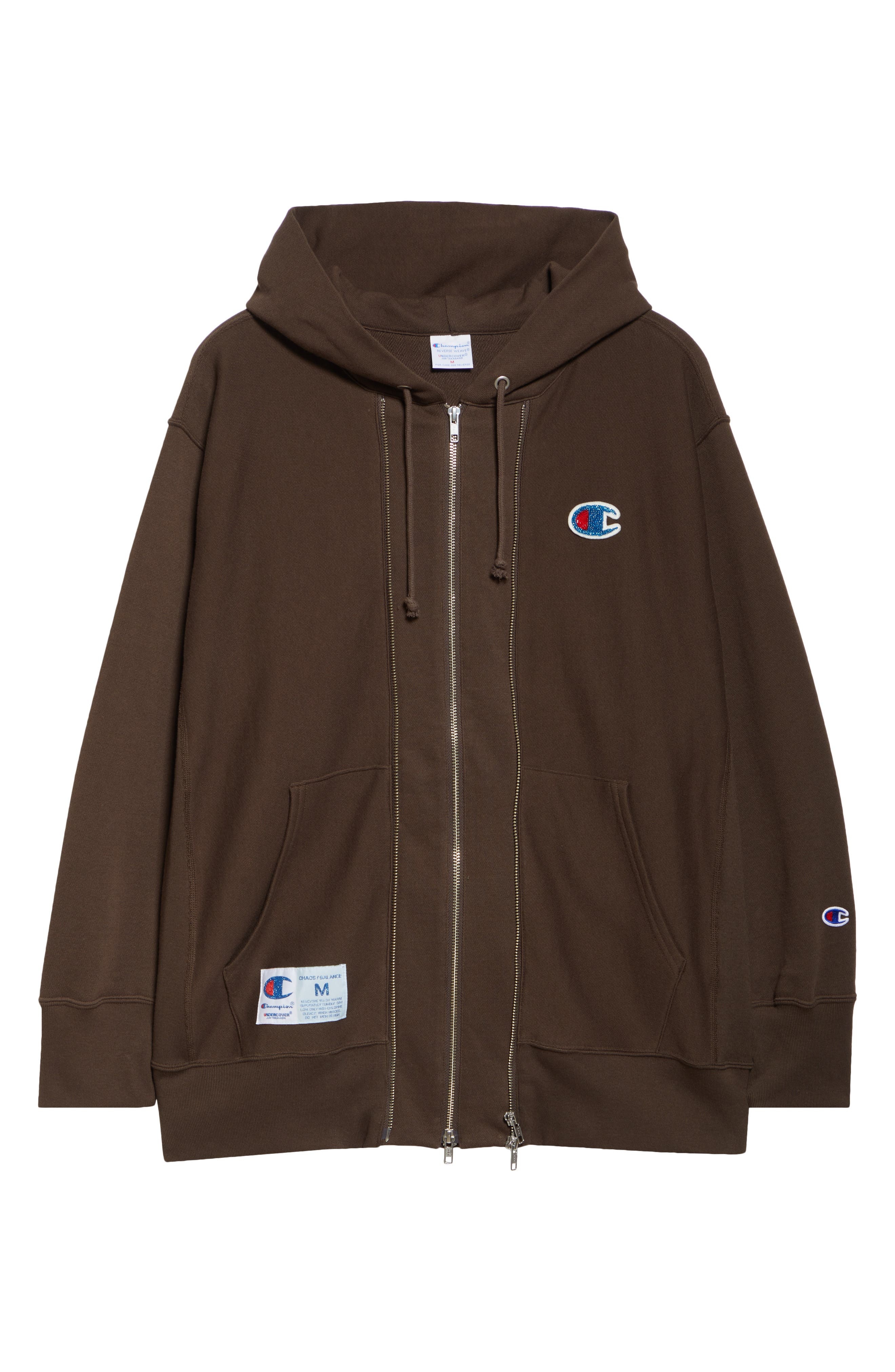 Undercover x Champion Reverse Weave® Cotton Fleece Hoodie in Brown at Nordstrom - 7