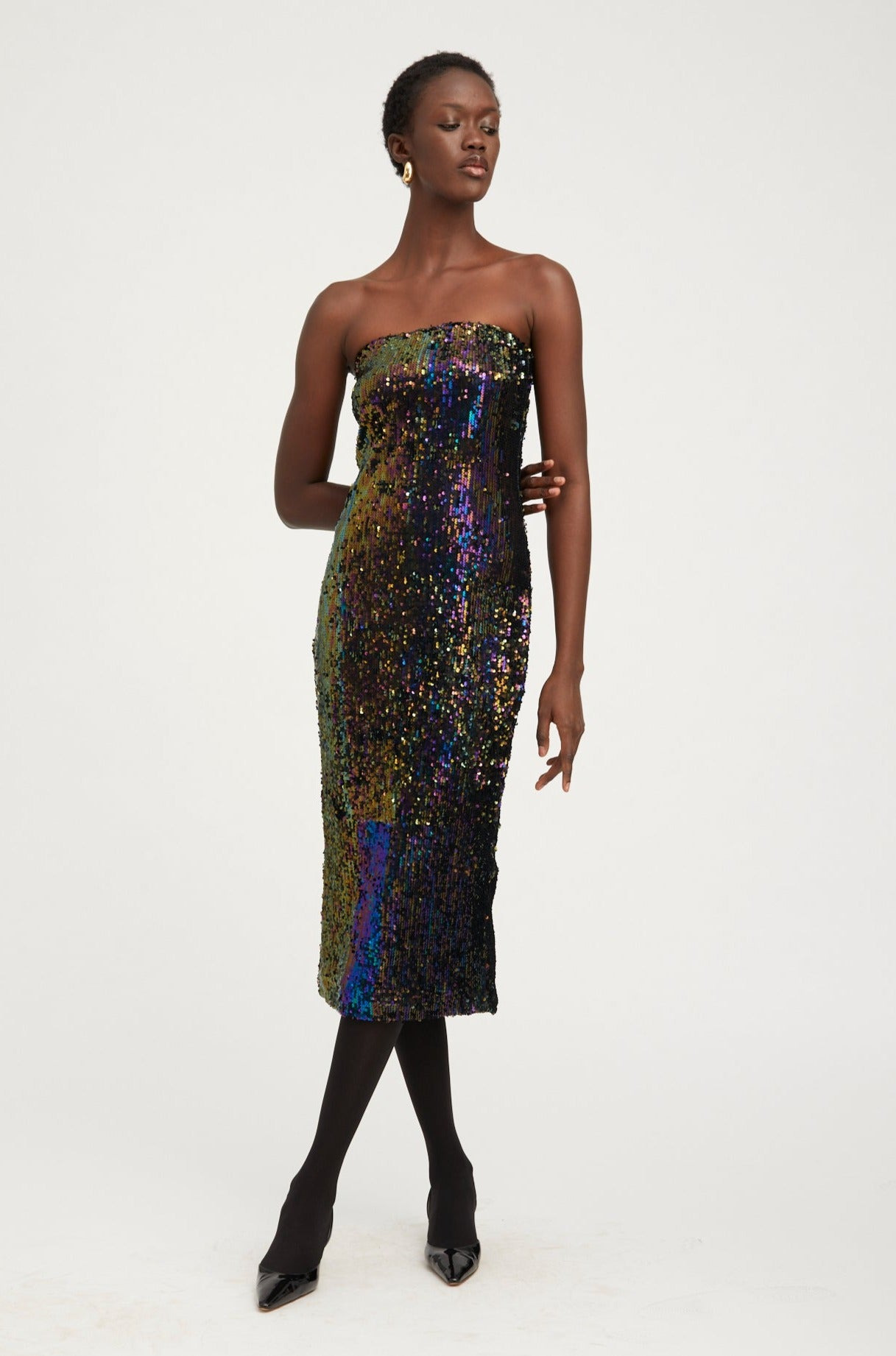 MULTI COLOR SEQUIN TUBE DRESS - 2