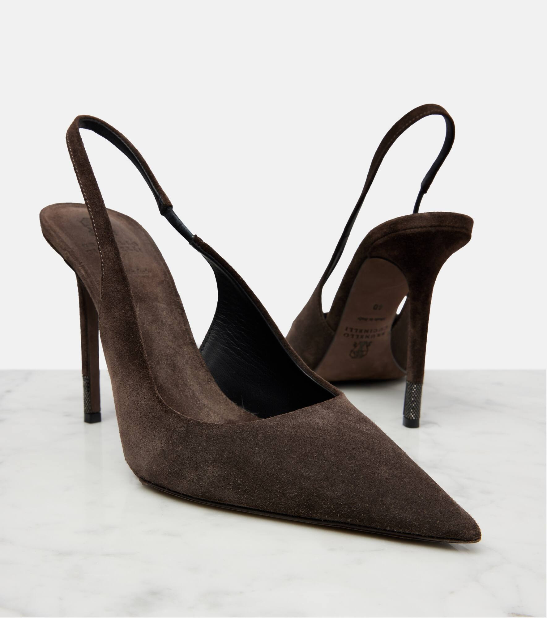 Monili suede slingback pumps - 5