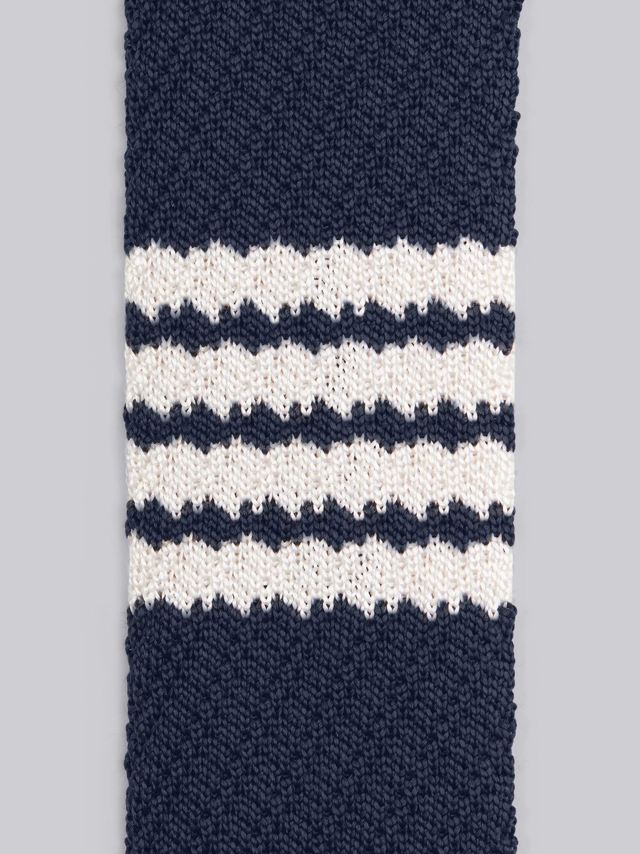 Navy Silk Knit 4-Bar Tie - 2