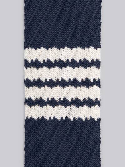 Thom Browne Navy Silk Knit 4-Bar Tie outlook