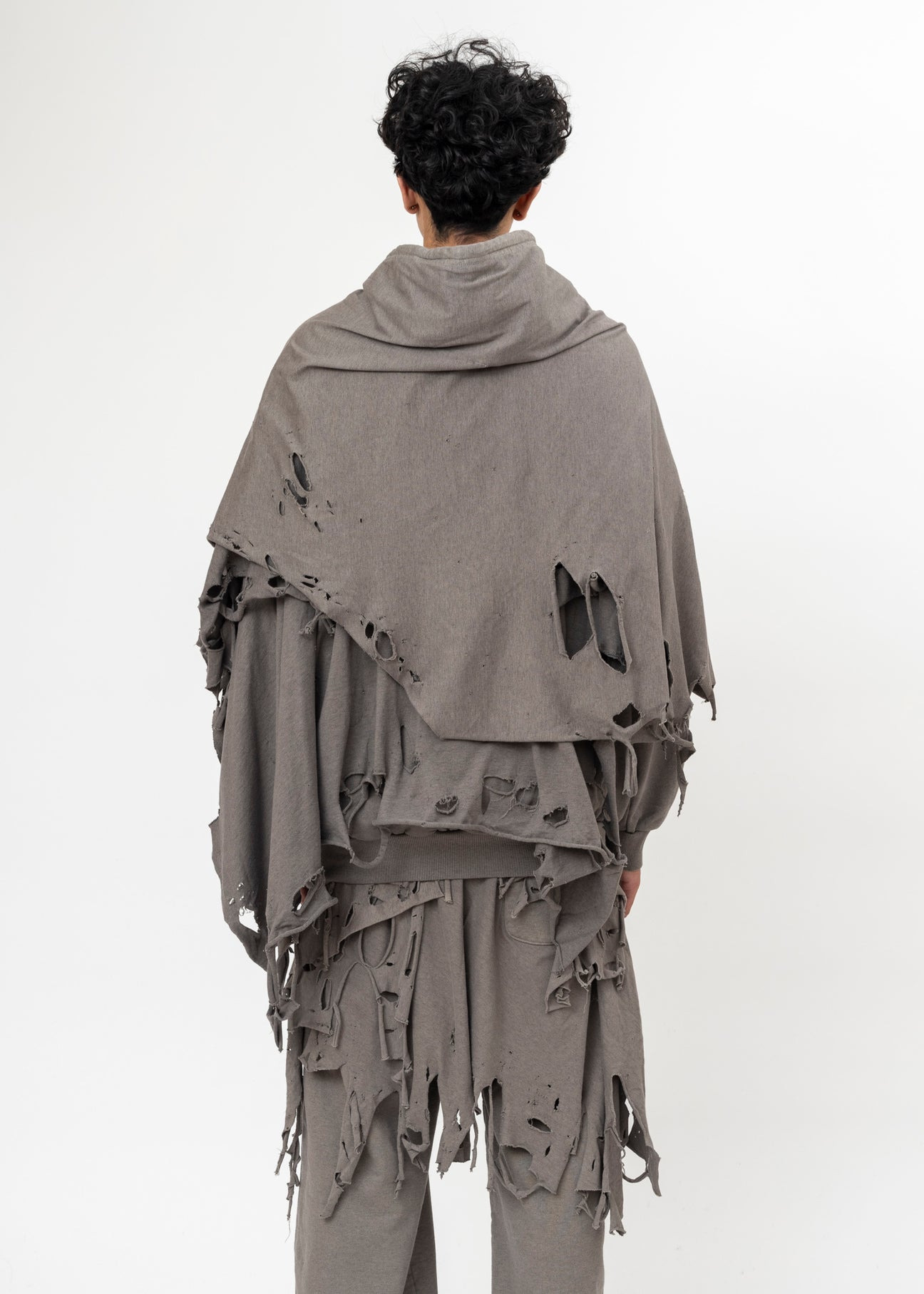 GREY DOUBLET PHANTOM FRAYED HOODIE - 6