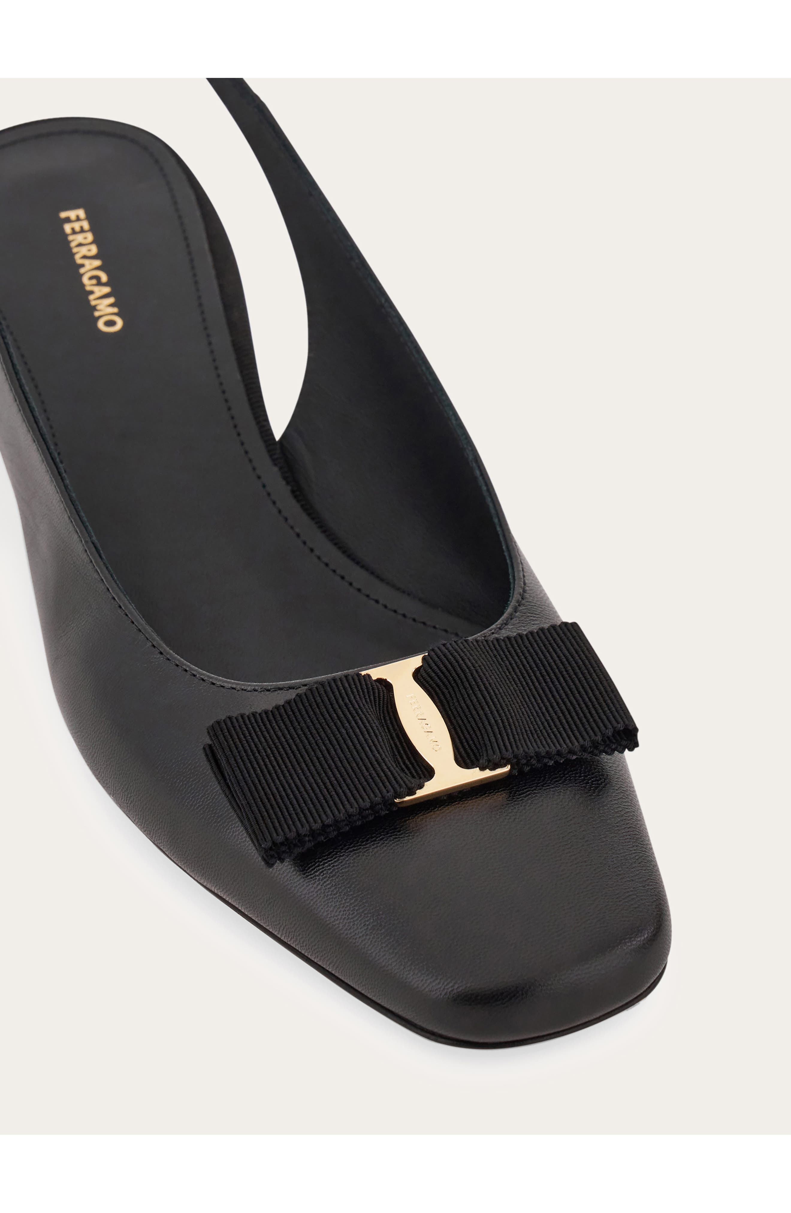 FERRAGAMO Rivada Bow Slingback Pump in Nero at Nordstrom - 6