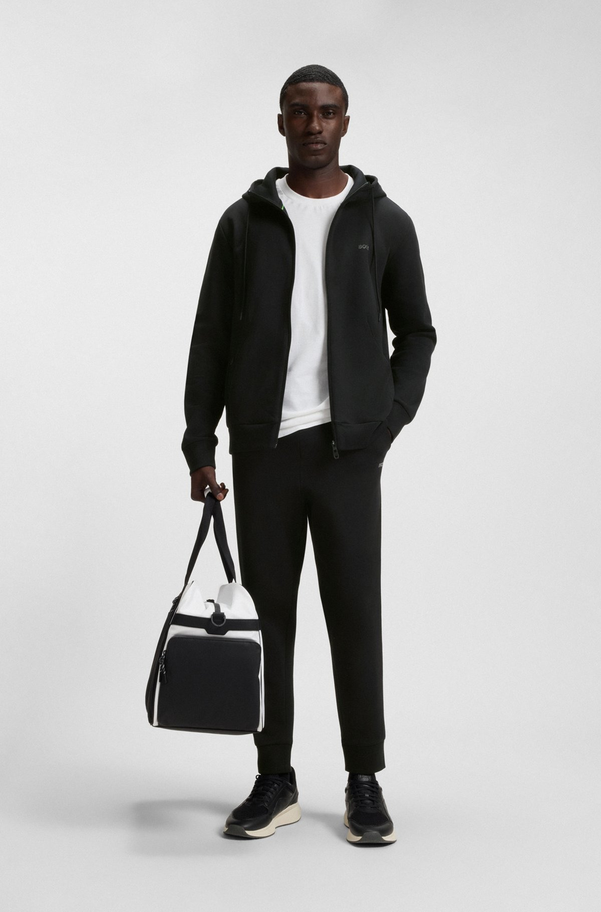 STRETCH-COTTON ZIP-UP HOODIE WITH LOGO PRINT - 4